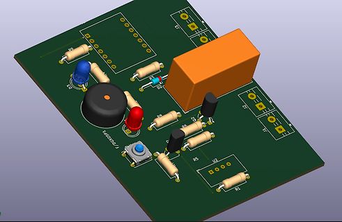 3D-CAD-Modell einer Leiterplatte mit Bauteilen