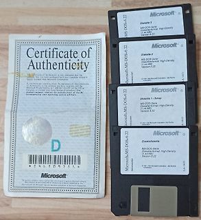 Microsoft Certificate of Authenticity und MS-DOS Disketten