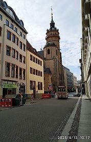 Stadtansicht mit Kirche und Gebäuden