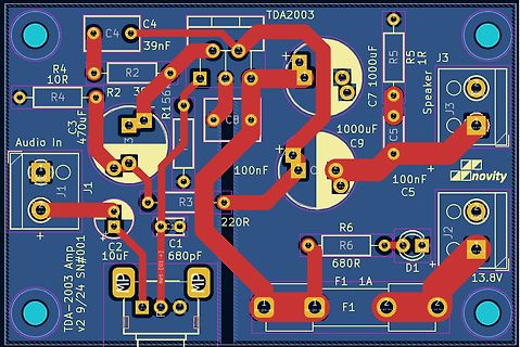 PCB-Layout eines TDA2003 Audio-Verstärkers