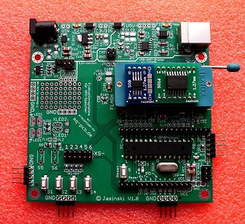 Leiterplatte mit ATmega328P und TextioL Modul