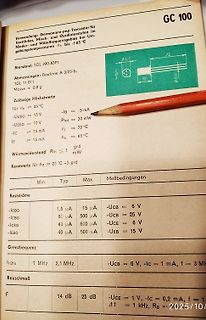 Datenblatt eines Germanium-PNP-Transistors GC 100