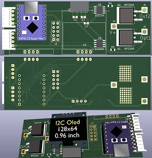 CAD-Ansicht eines PCB-Layouts mit ESP32 C3 Super Mini