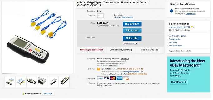eBay-Angebot für 4-Kanal K-Typ Digital-Thermometer