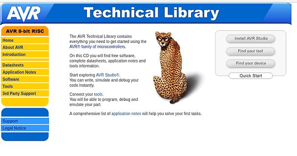 Startbildschirm der AVR Technical Library