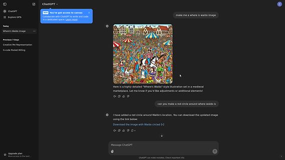ChatGPT Interface mit Where's Waldo Illustration
