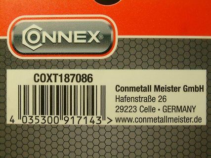 Etikett mit Firmenname, Adresse und Barcode
