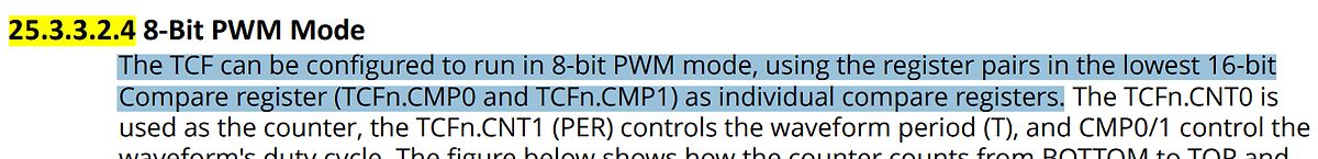 Textausschnitt aus einem Datenblatt zum 8-Bit PWM Modus