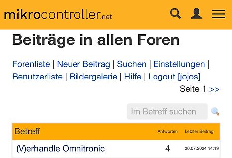 Screenshot eines Internetforums