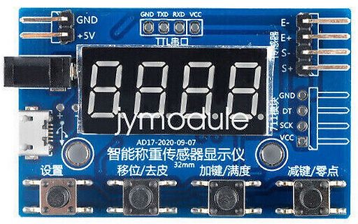 Blaue Platine mit 4-stelligem 7-Segment-Display und Tasten