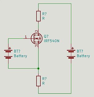 Schaltplan mit MOSFET und Batterien
