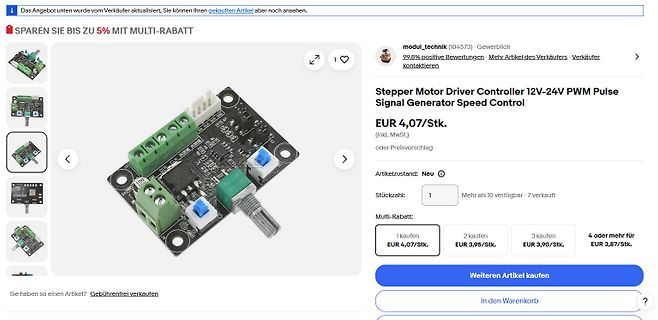 Online-Verkaufsangebot eines Stepper Motor Driver Controllers