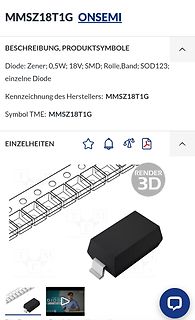 Datenblatt Ausschnitt der Zener-Diode MMSZ18T1G