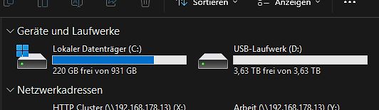 Windows Explorer Anzeige von Laufwerken