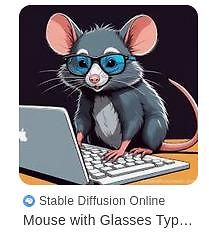 Maus mit Brille am Laptop