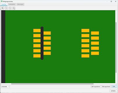 Software-Vorschau eines Leiterplatten-Layouts