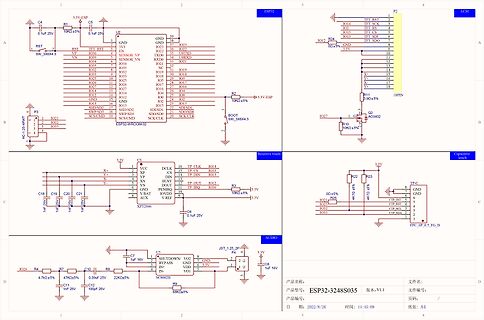Schaltplan mit ESP32, LCD und Touch-Controller