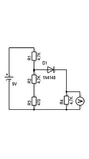 Schaltplan mit Diode, Widerständen und Voltmeter