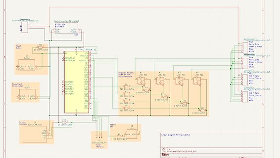 Schaltplan eines ESP32-Mikrocontrollers mit Peripherie