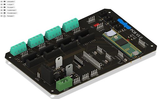 3D-CAD-Modell einer Leiterplatte