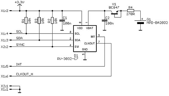 Schaltplan mit RTC-Modul RV-3032-C7