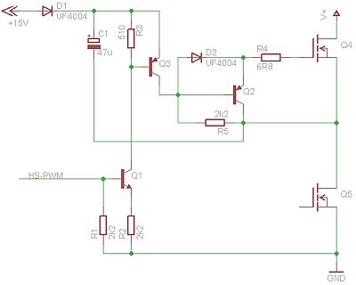 Schaltplan einer MOSFET-Treiberstufe