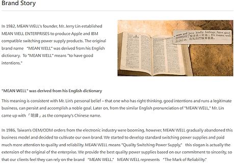 Text zur Firmengeschichte von MEAN WELL