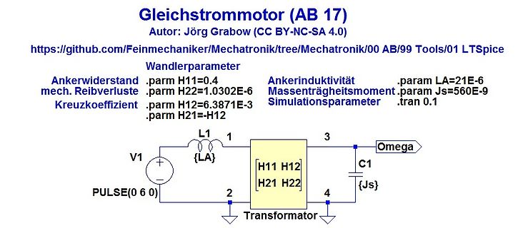 LTspice Schaltplan eines Gleichstrommotors
