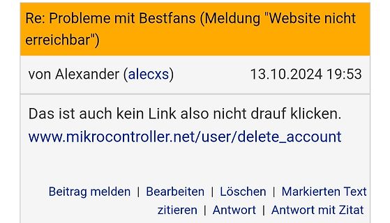 Screenshot eines Forenbeitrags