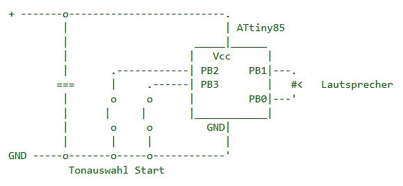 Schaltplan mit ATtiny85 und Lautsprecher