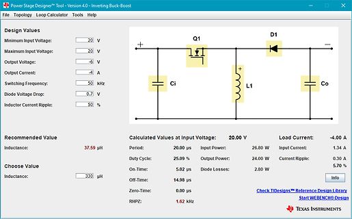 Software zur Auslegung eines Inverting Buck-Boost Wandlers