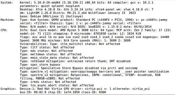 Systeminformationen eines Linux-Betriebssystems
