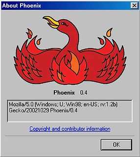 About Phoenix Software Dialogfenster