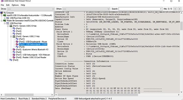 Screenshot des USB Device Tree Viewers