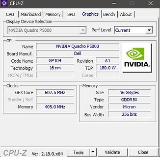 CPU-Z GPU Informationen NVIDIA Quadro P5000