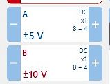 Einstellungen für DC-Eingänge A und B