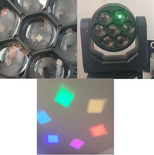 LED-Moving-Head mit RGB-Farbmischung