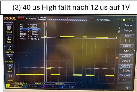 Abfotografiertes Oszilloskop mit Rechtecksignal