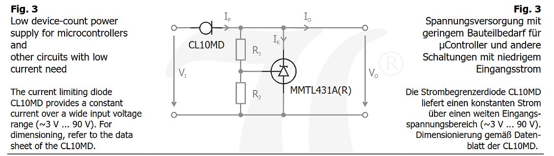 Schaltplan einer Spannungsversorgung mit CL10MD und MMTL431A