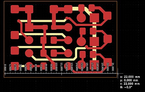 PCB-Layout CAD-Ansicht mit Koordinaten