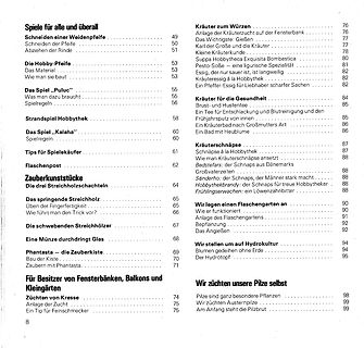 Inhaltsverzeichnis eines Buches