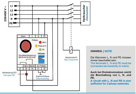 Schaltplan einer Schutzleiterüberwachung