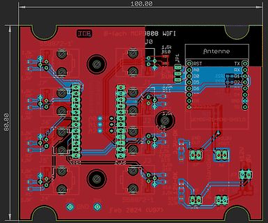 PCB-Layout eines MCP9808 WIFI Shields