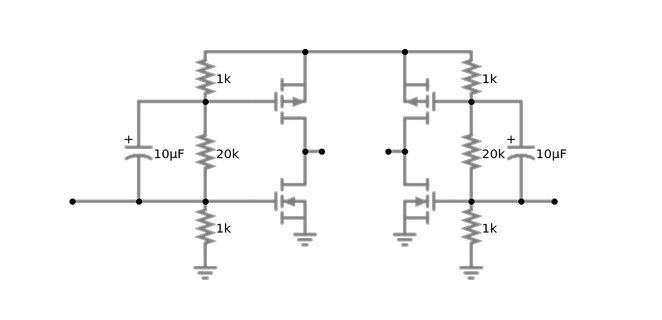 Schaltplan einer CMOS-Inverter-Stufe