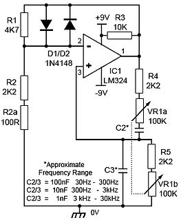 Schaltplan eines aktiven Filters mit LM324