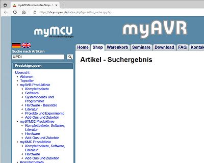 Screenshot eines Online-Shops für Mikrocontroller