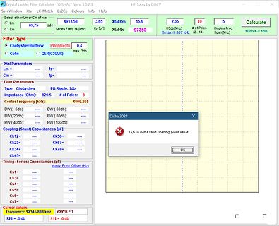 Software Crystal Ladder Filter Calculator