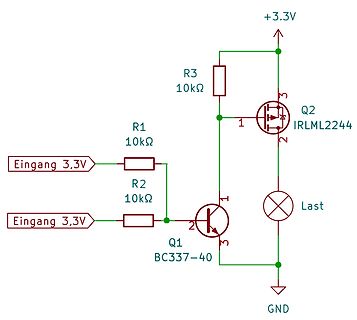 Schaltplan mit Transistoren und MOSFET