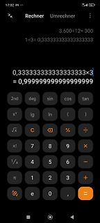 Screenshot einer Taschenrechner-App mit mathematischen Berechnungen