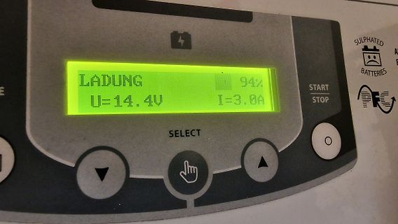 Display eines Batterieladegeräts